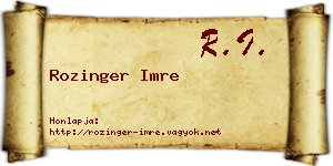 Rozinger Imre névjegykártya